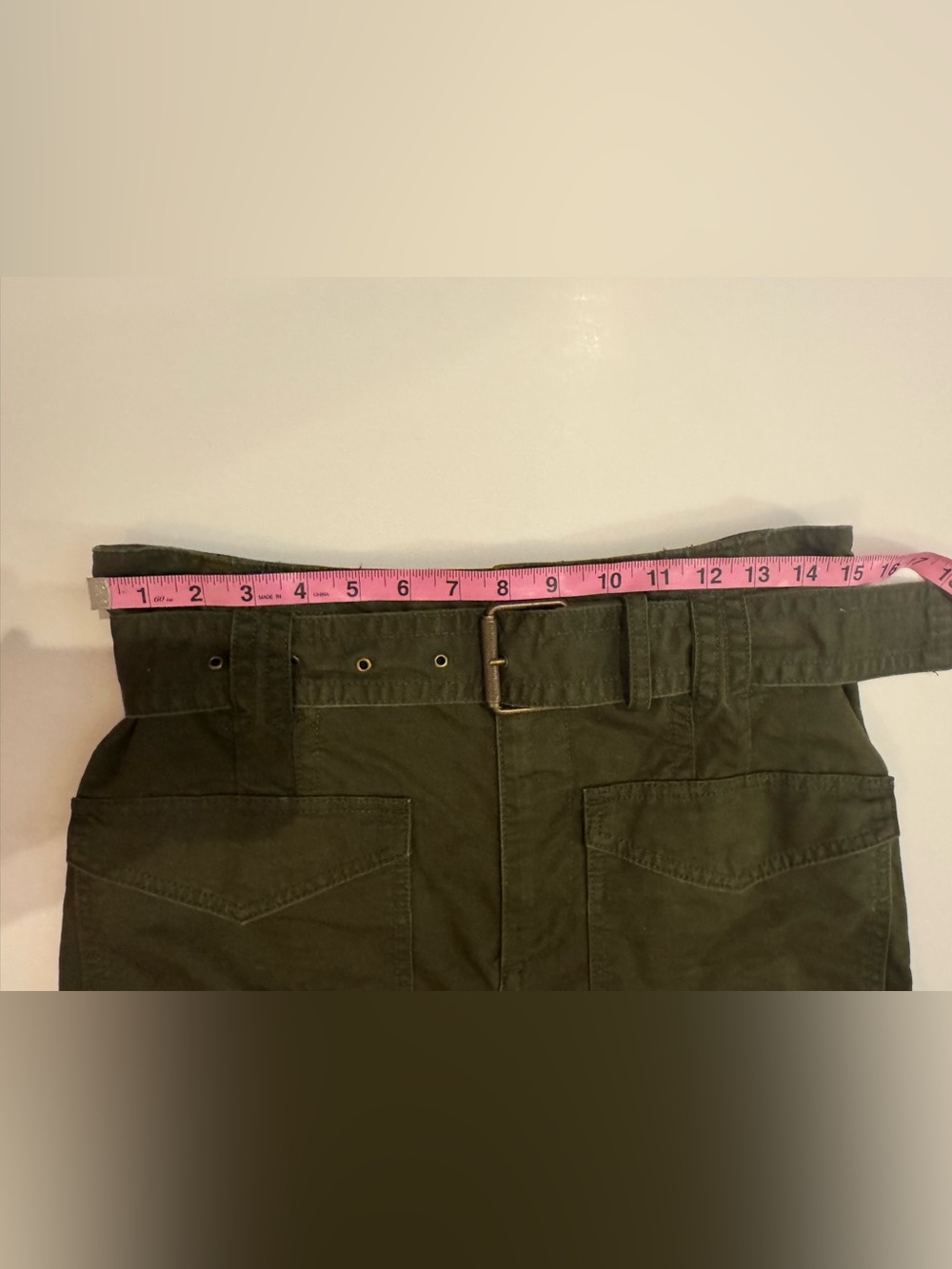 Banana Republic Olive Utility Pocket Mini Skirt with Belt Size 4 - Picture 11 of 11